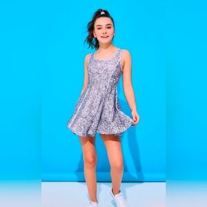 $92 NWOT Terez Brand Gray Sweater Design Skater Dress Girl's Size 5
